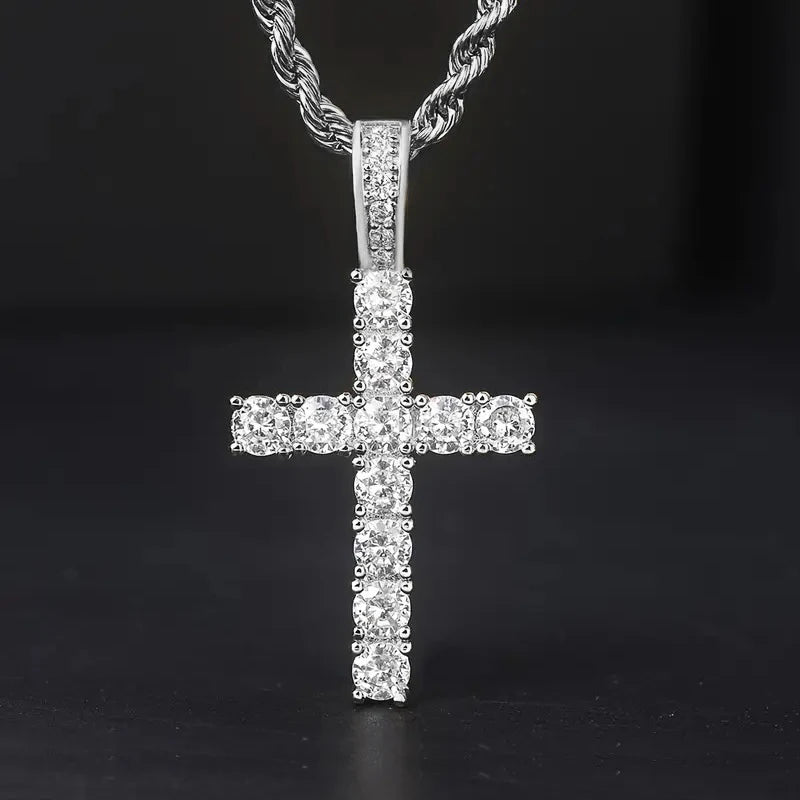 Luxury Twisted Chain Long Necklace with Cross Pendant