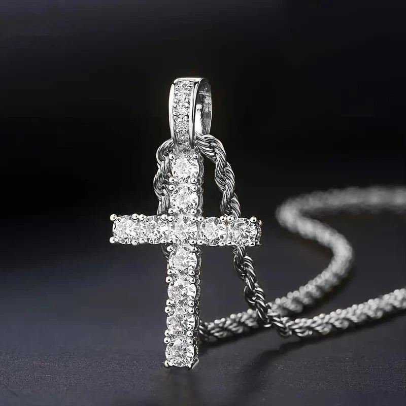 Luxury Twisted Chain Long Necklace with Cross Pendant