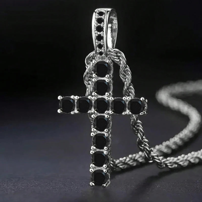 Luxury Twisted Chain Long Necklace with Cross Pendant