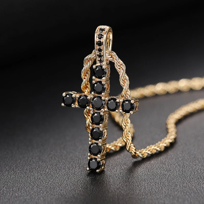 Luxury Twisted Chain Long Necklace with Cross Pendant