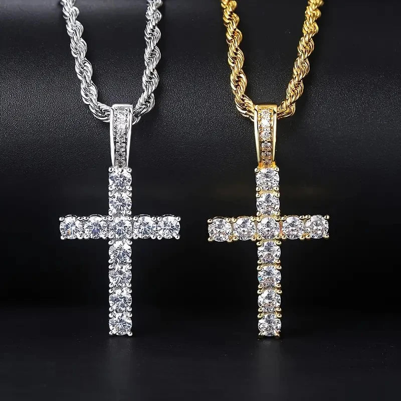 Luxury Twisted Chain Long Necklace with Cross Pendant