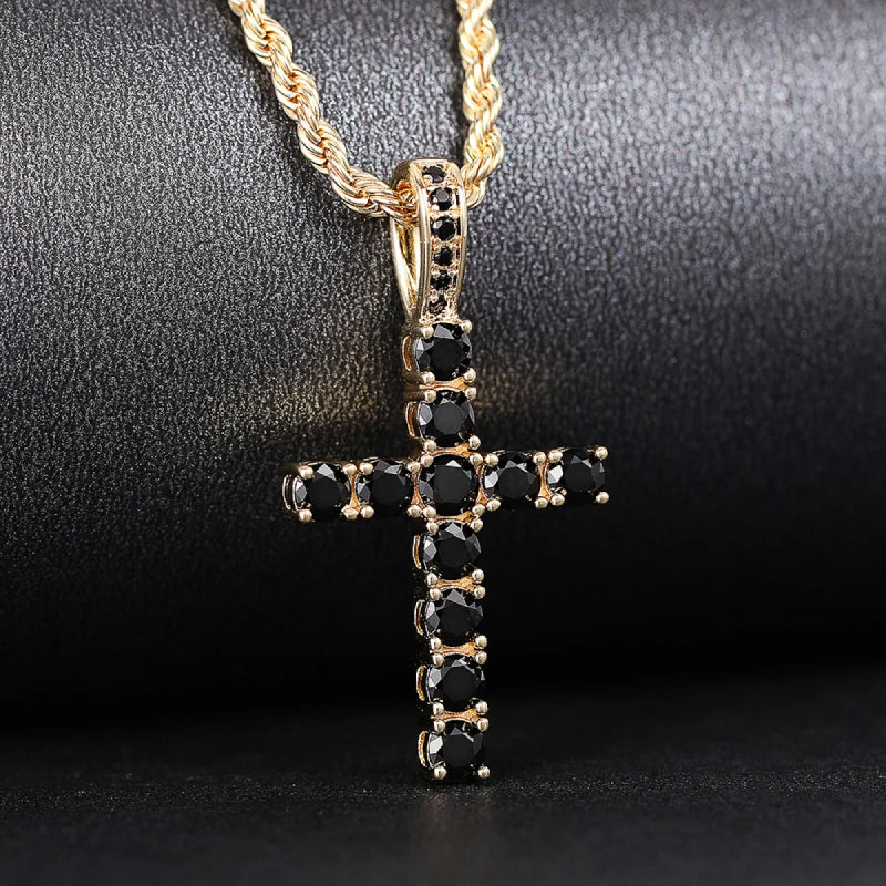 Luxury Twisted Chain Long Necklace with Cross Pendant