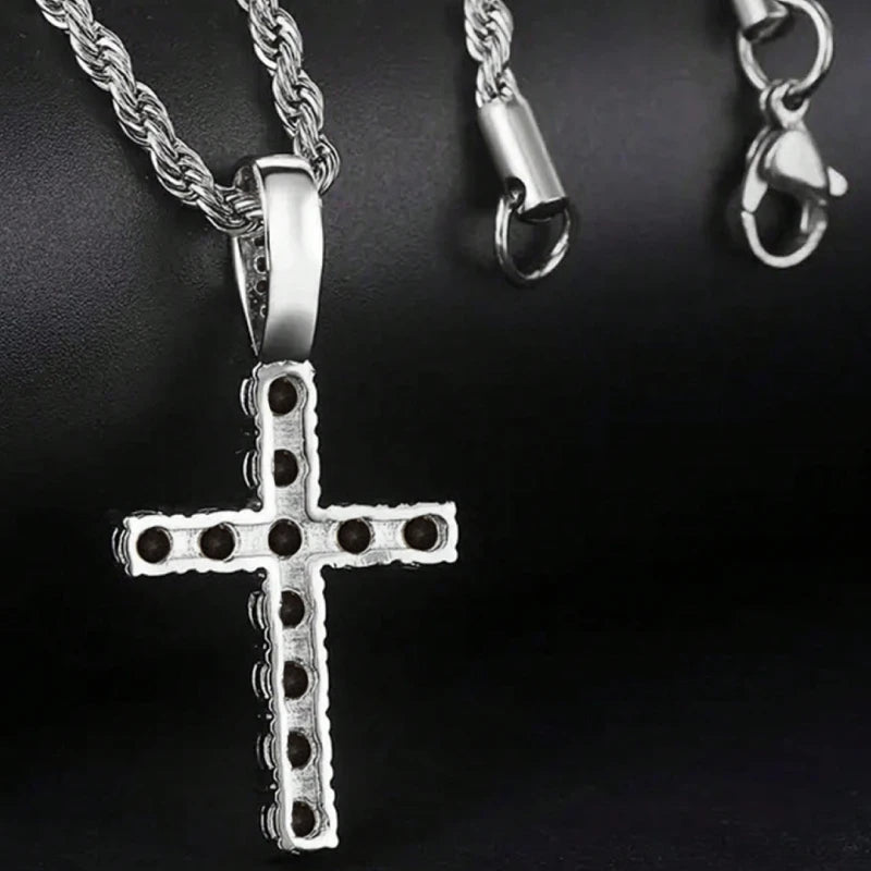 Luxury Twisted Chain Long Necklace with Cross Pendant