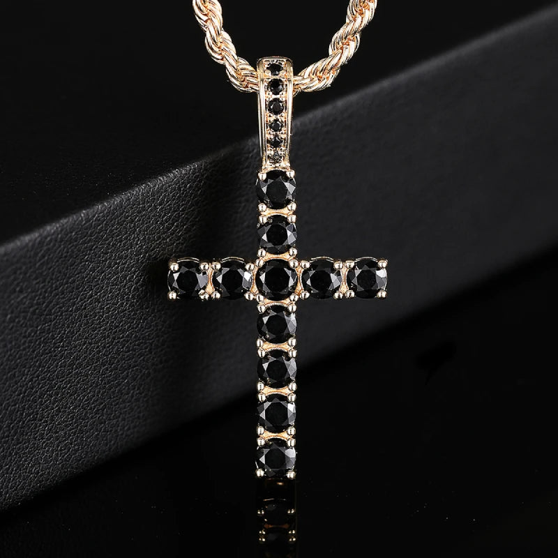 Luxury Twisted Chain Long Necklace with Cross Pendant