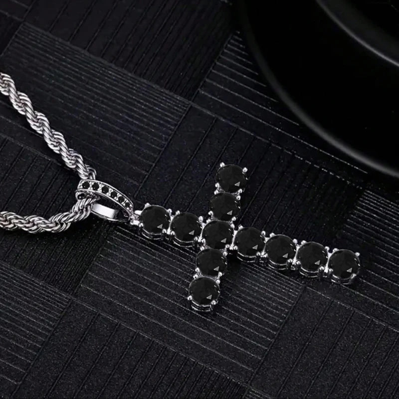 Luxury Twisted Chain Long Necklace with Cross Pendant