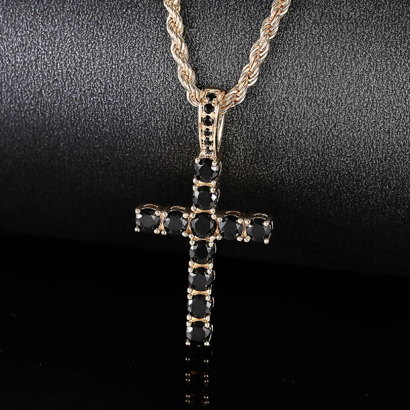 Luxury Twisted Chain Long Necklace with Cross Pendant