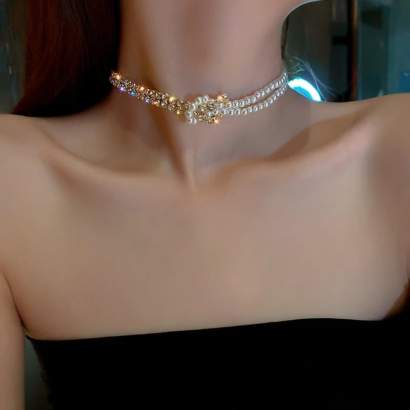 Kpop Pearl Choker Necklace
