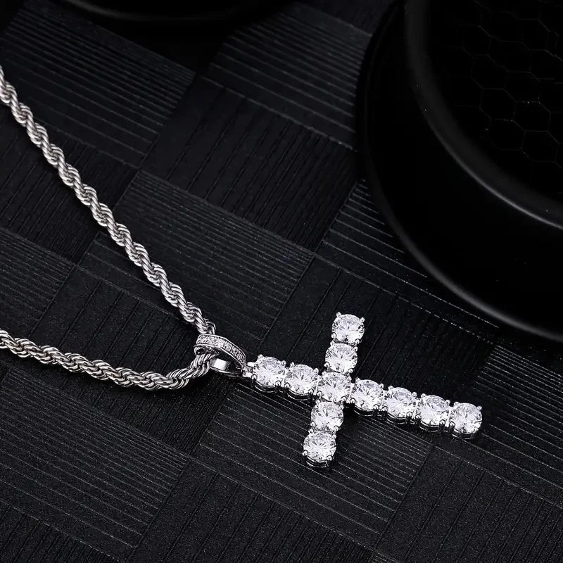Luxury Twisted Chain Long Necklace with Cross Pendant