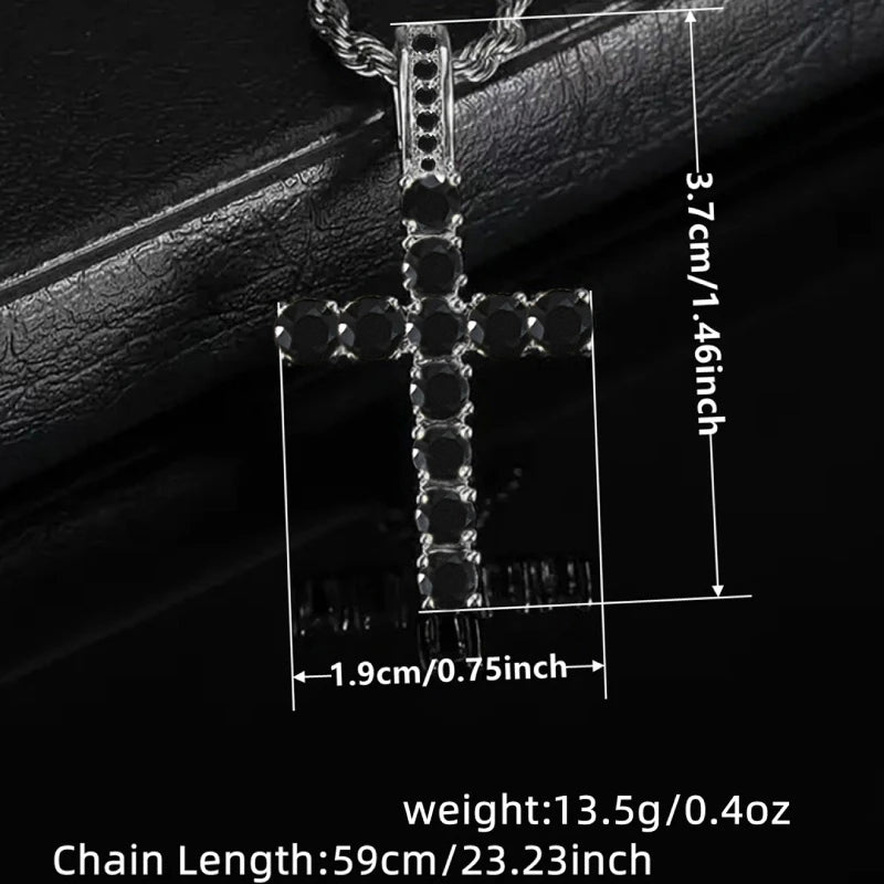 Luxury Twisted Chain Long Necklace with Cross Pendant