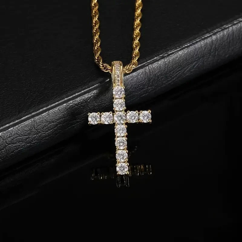 Luxury Twisted Chain Long Necklace with Cross Pendant