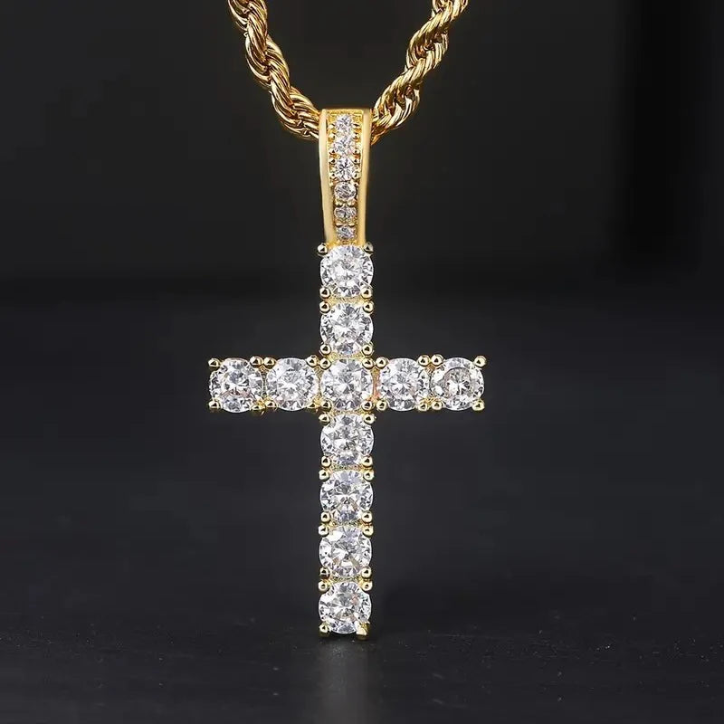 Luxury Twisted Chain Long Necklace with Cross Pendant