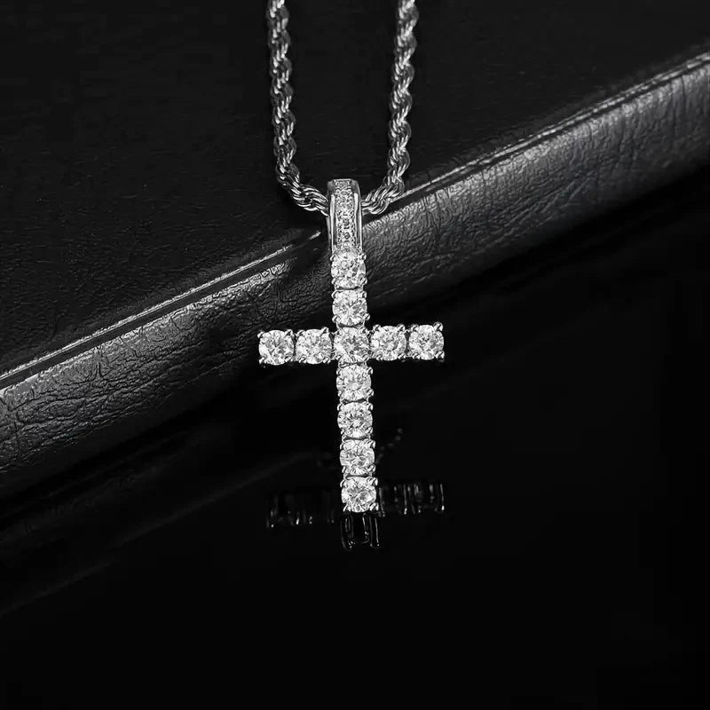 Luxury Twisted Chain Long Necklace with Cross Pendant